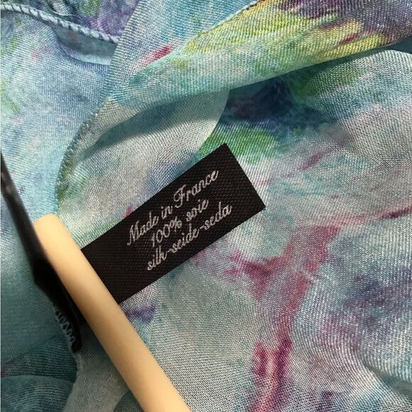 Claude Monet Water Lily Scarf Silk Oblong - Picture 5 of 10